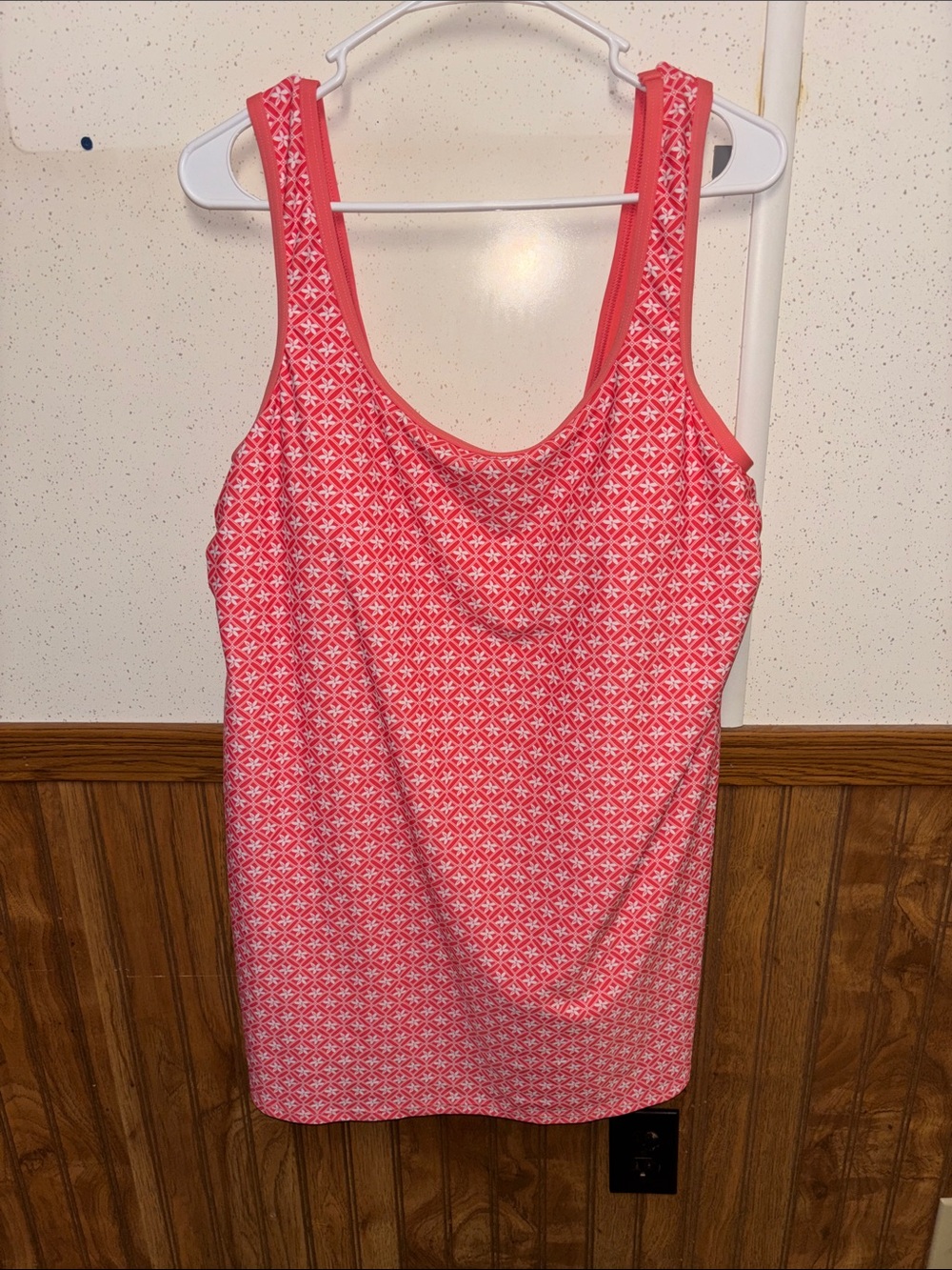 NWT - Lands' End - women’s Coral Pink Geometric swim dress (size Large)